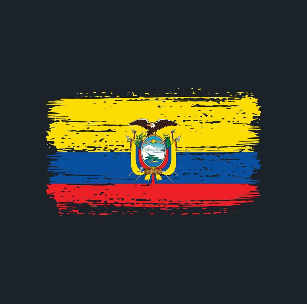 trazos de pincel de la bandera de ecuador. bandera nacional vector