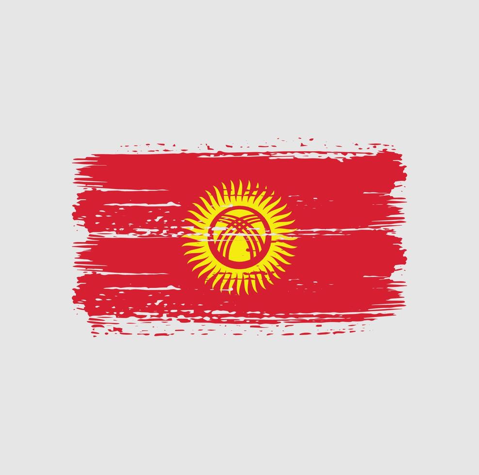 Kyrgyzstan Flag Brush Strokes. National Flag vector