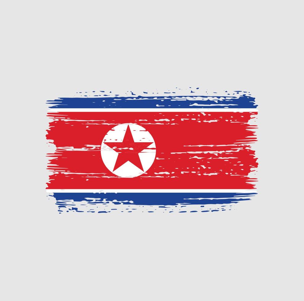 trazos de pincel de bandera de corea del norte. bandera nacional vector