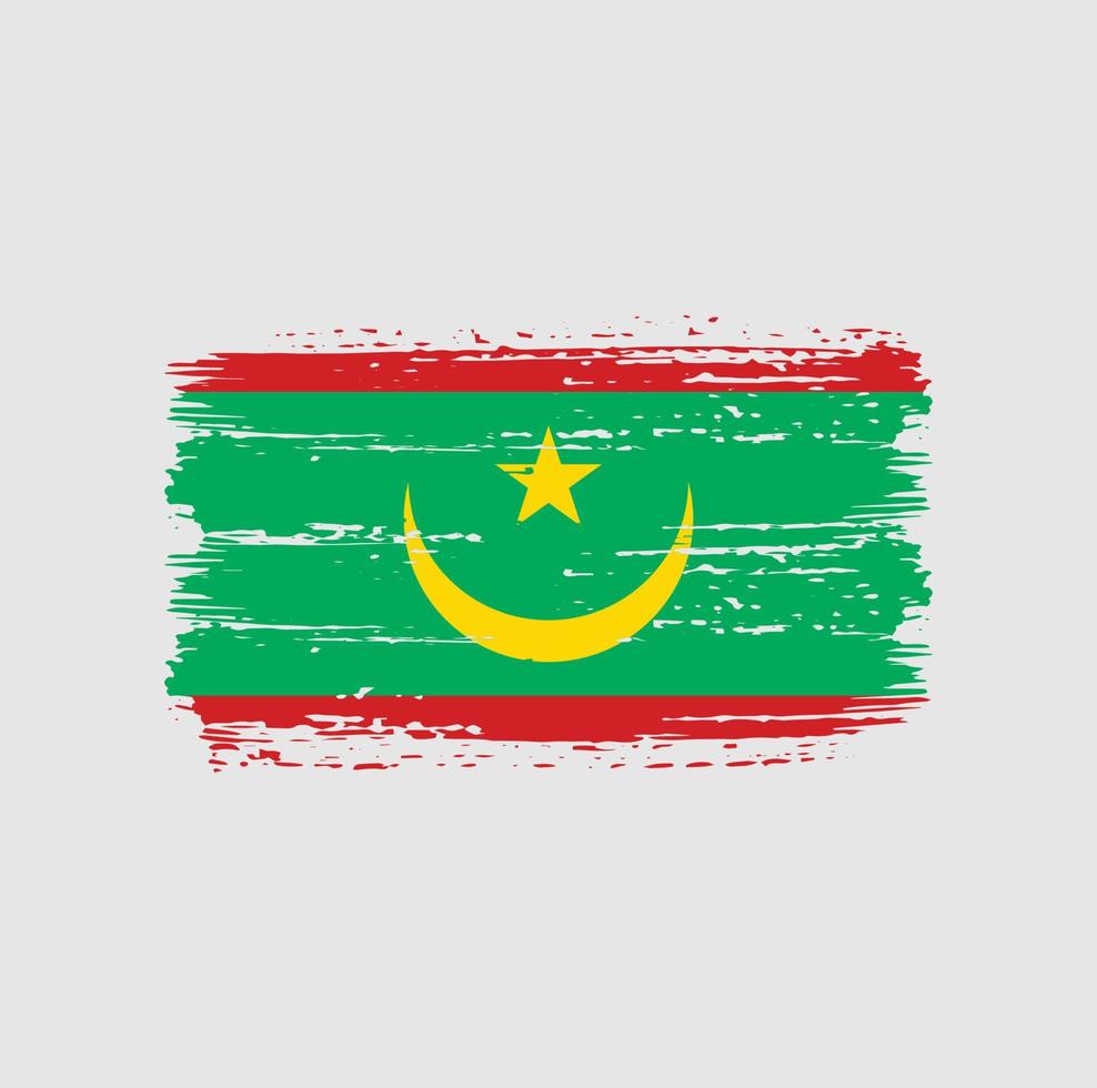 trazos de pincel de bandera de mauritania. bandera nacional vector