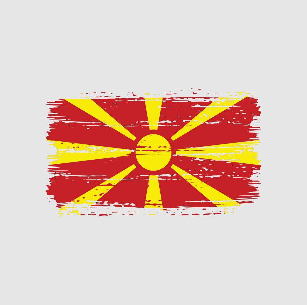 trazos de pincel de la bandera de macedonia del norte. bandera nacional vector