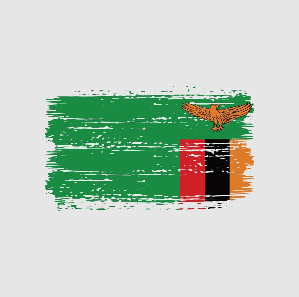 Zambia Flag Brush Strokes. National Flag vector