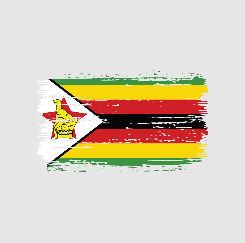 trazos de pincel de bandera de zimbabwe. bandera nacional vector