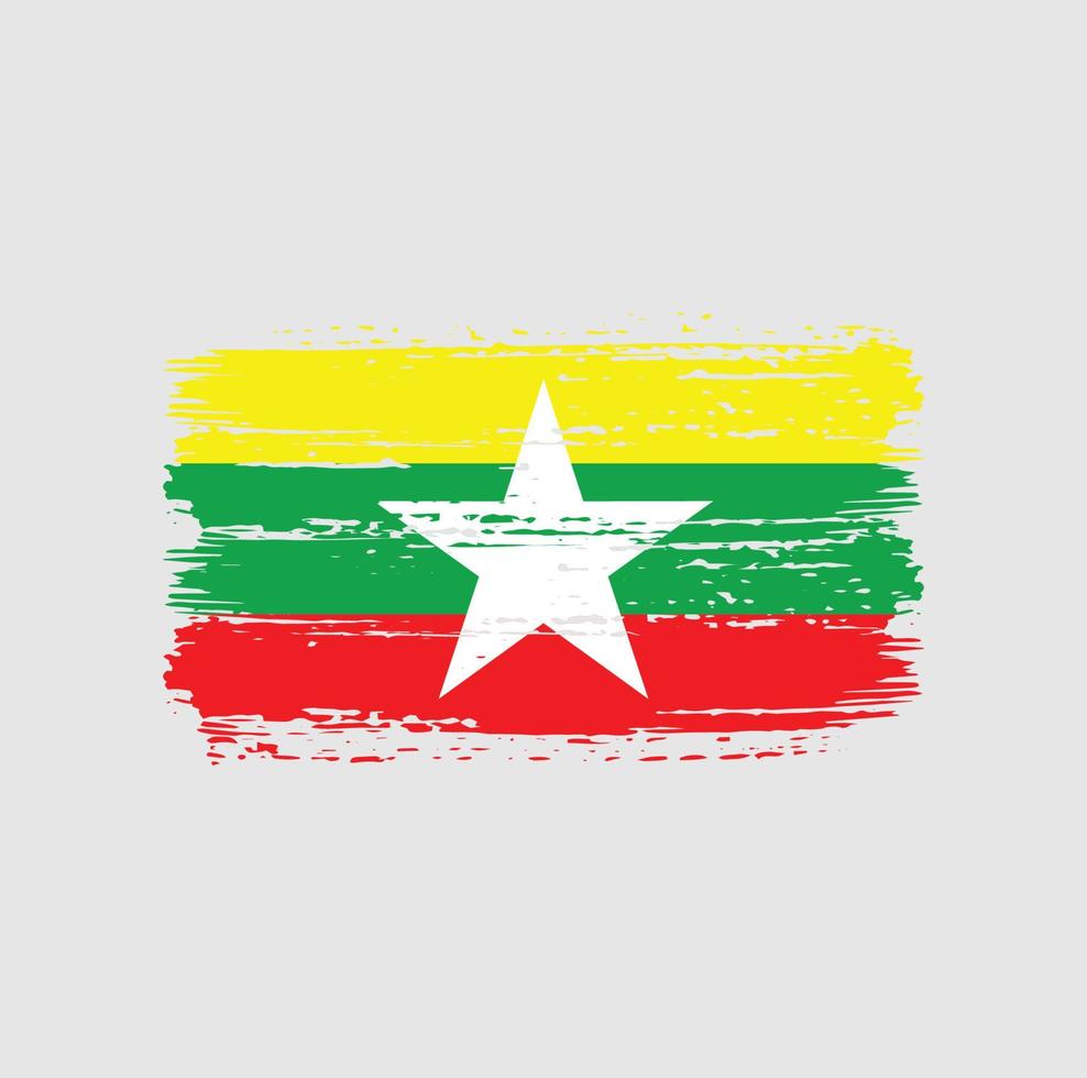 Myanmar Flag Brush Strokes. National Flag vector
