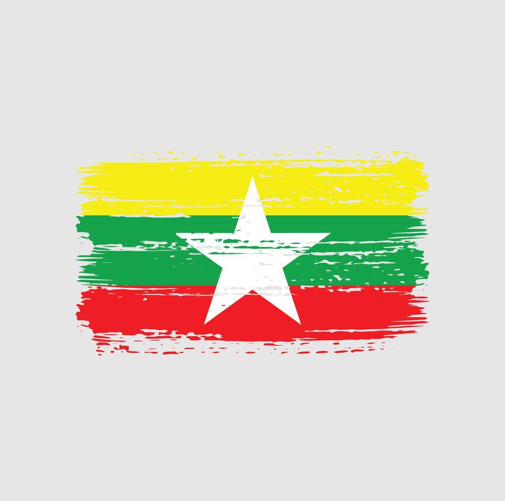 Myanmar Flag Brush Strokes. National Flag vector