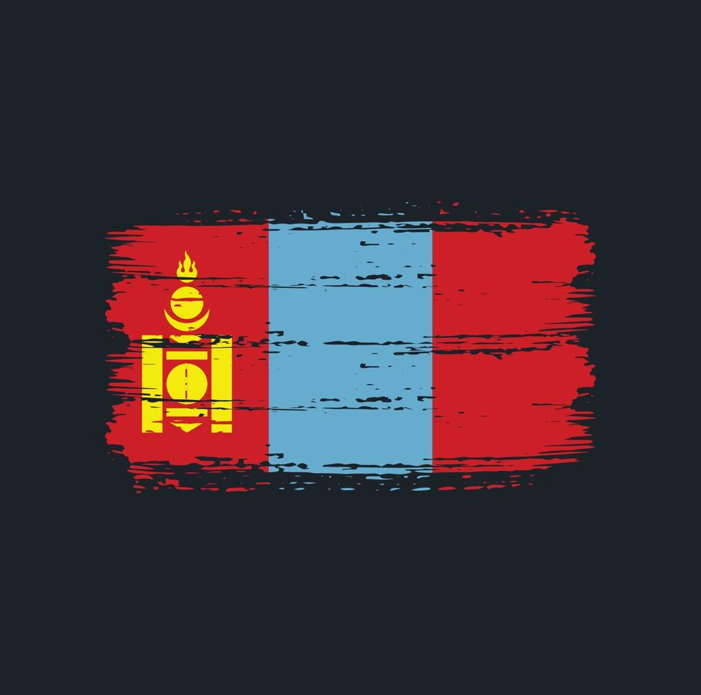 trazos de pincel de bandera de mongolia. bandera nacional vector