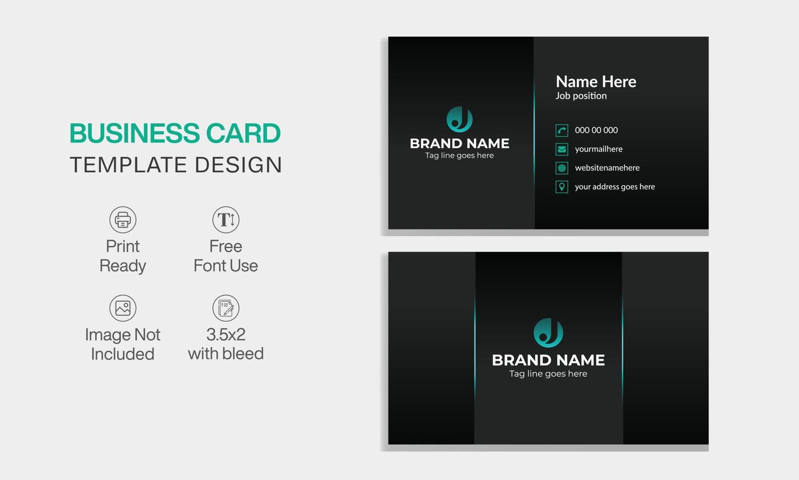 Business Card Design Template, Double sided Business Card, Visiting Card vector