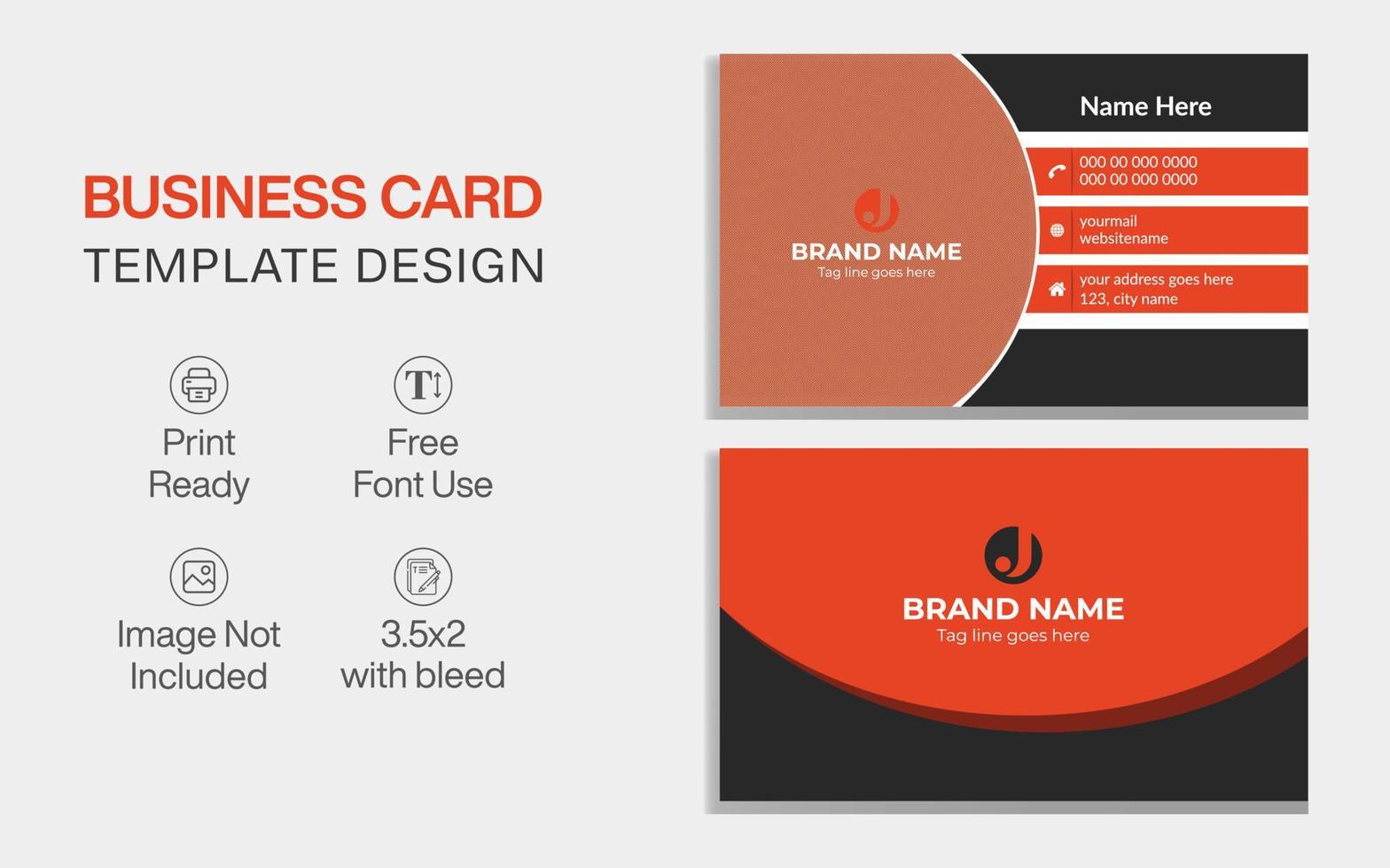 Business Card Design Template, Double sided Business Card, Visiting Card vector