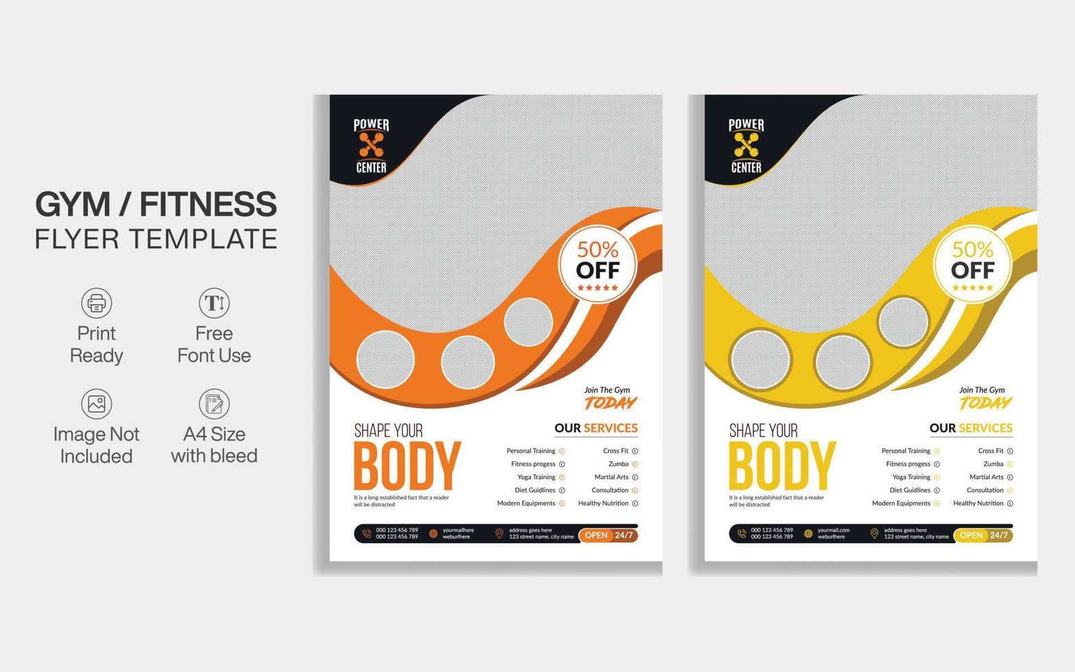 Fitness Gym Flyer Design, Body Building Flyer Design vector