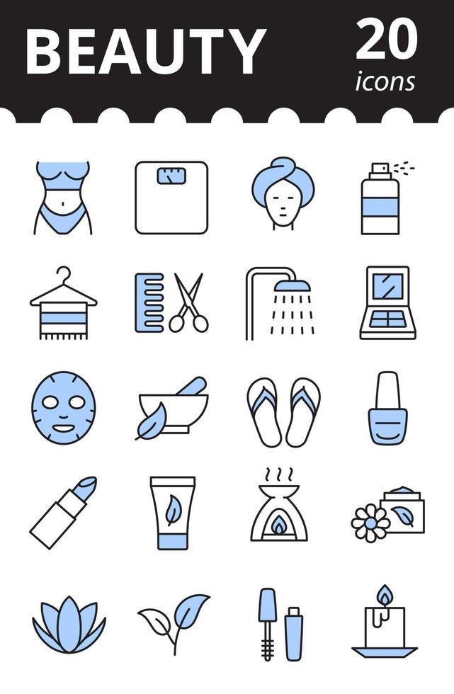 conjunto de iconos de línea de belleza. símbolos aislados simples. vector