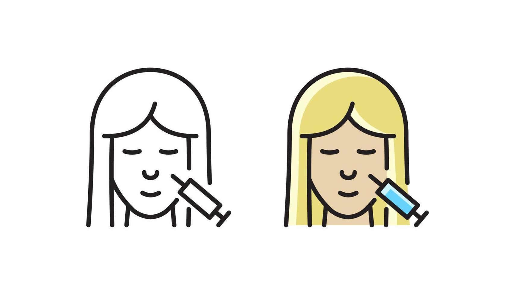 Rejuvenation injections icon. Vector symbol woman face. Editable vector illustration.