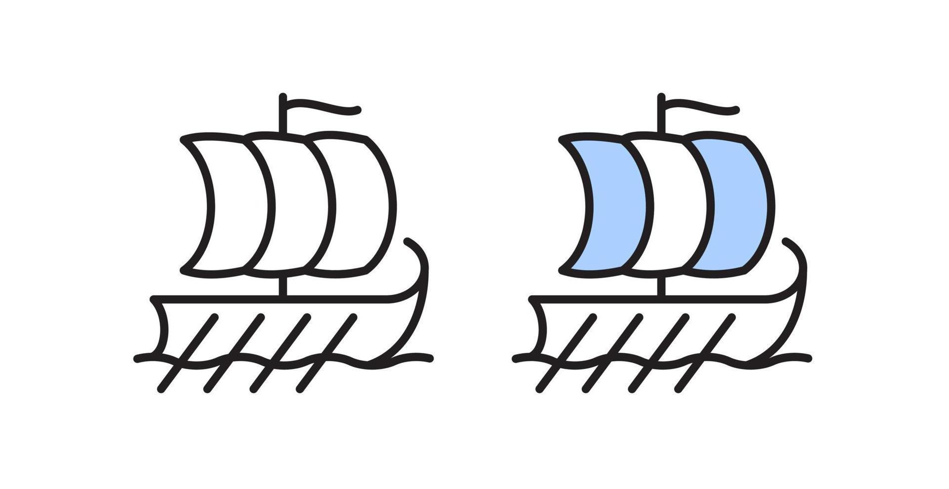 icono de barco. ilustración vectorial esbozar el transporte marítimo. vector