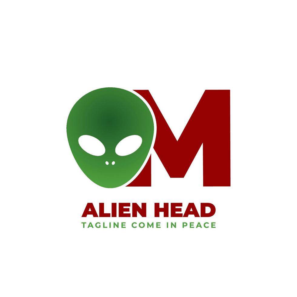 letter M alien head vector logo design
