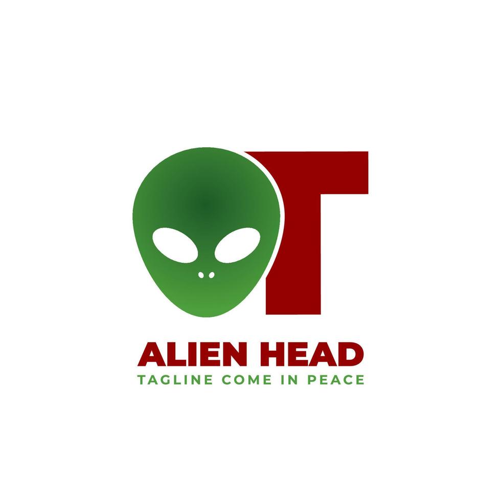 letter T alien head vector logo design