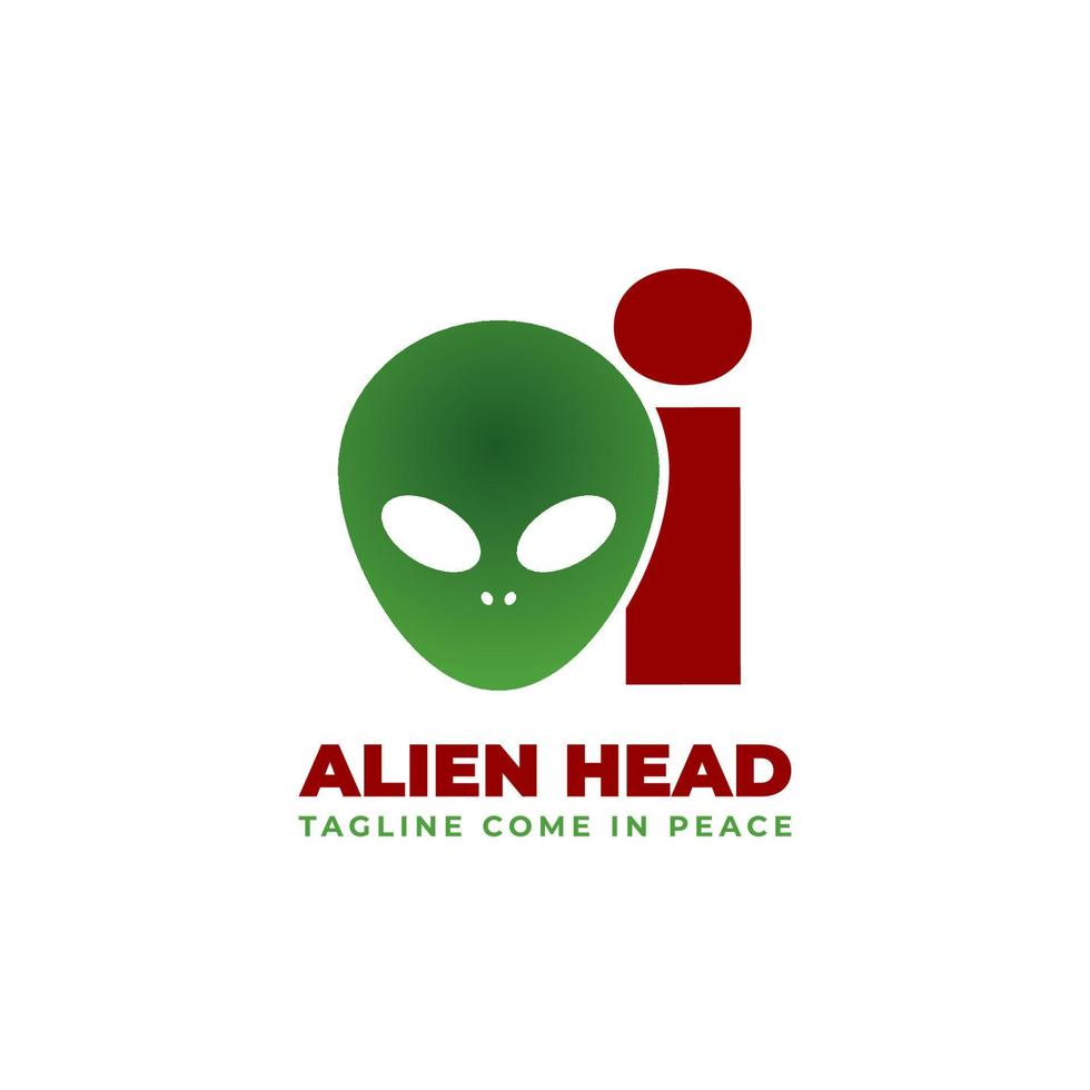 letter I alien head vector logo design