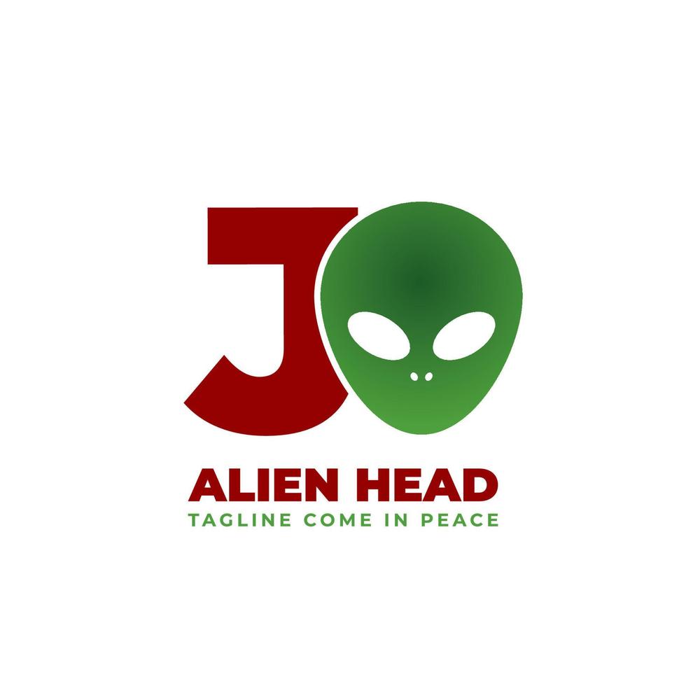 letter J alien head vector logo design