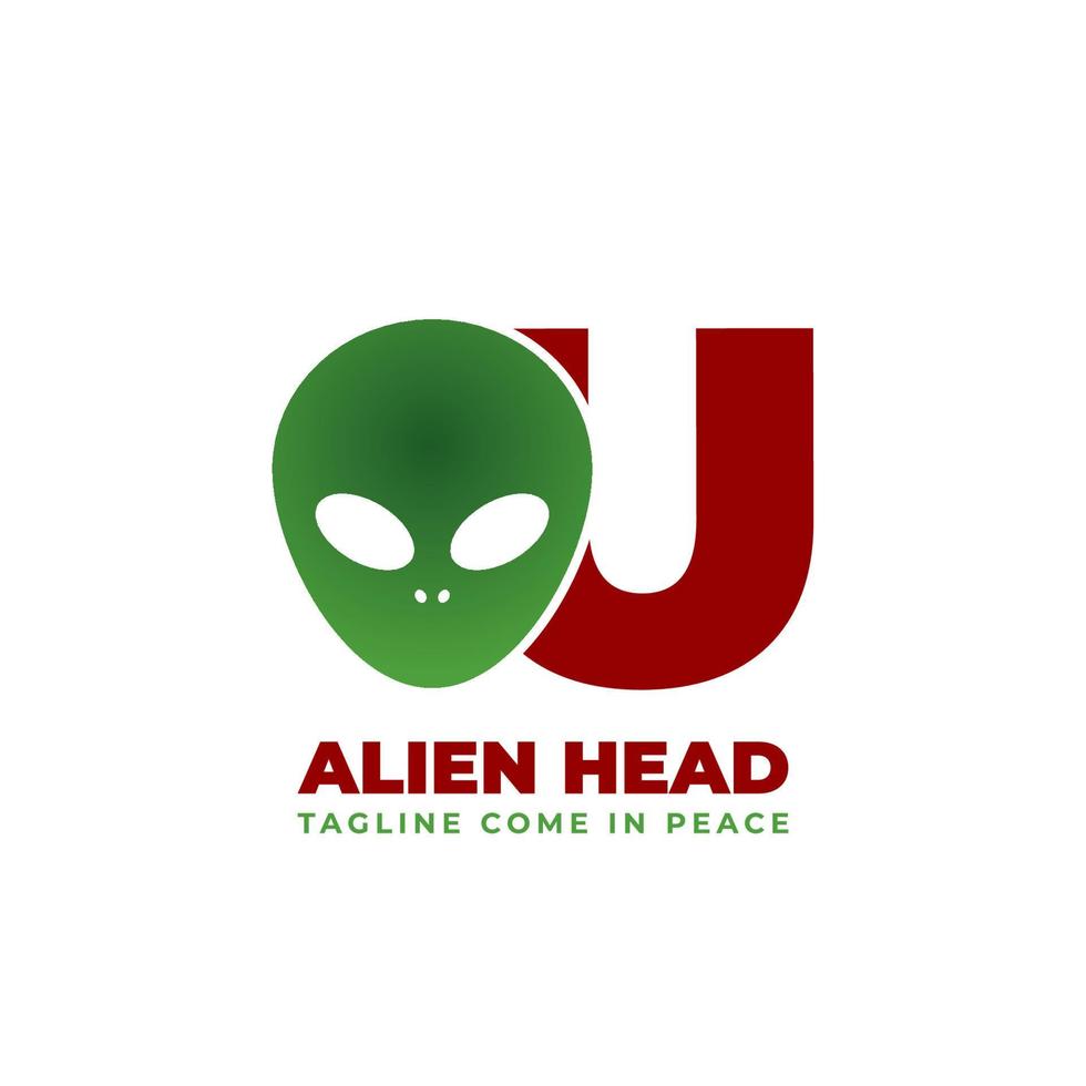 letter U alien head vector logo design