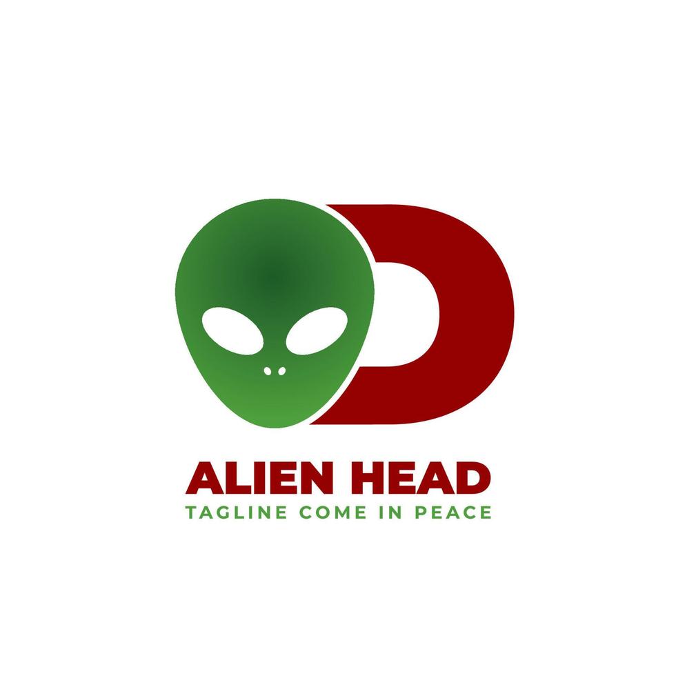 diseño de logotipo de vector de cabeza alienígena letra d