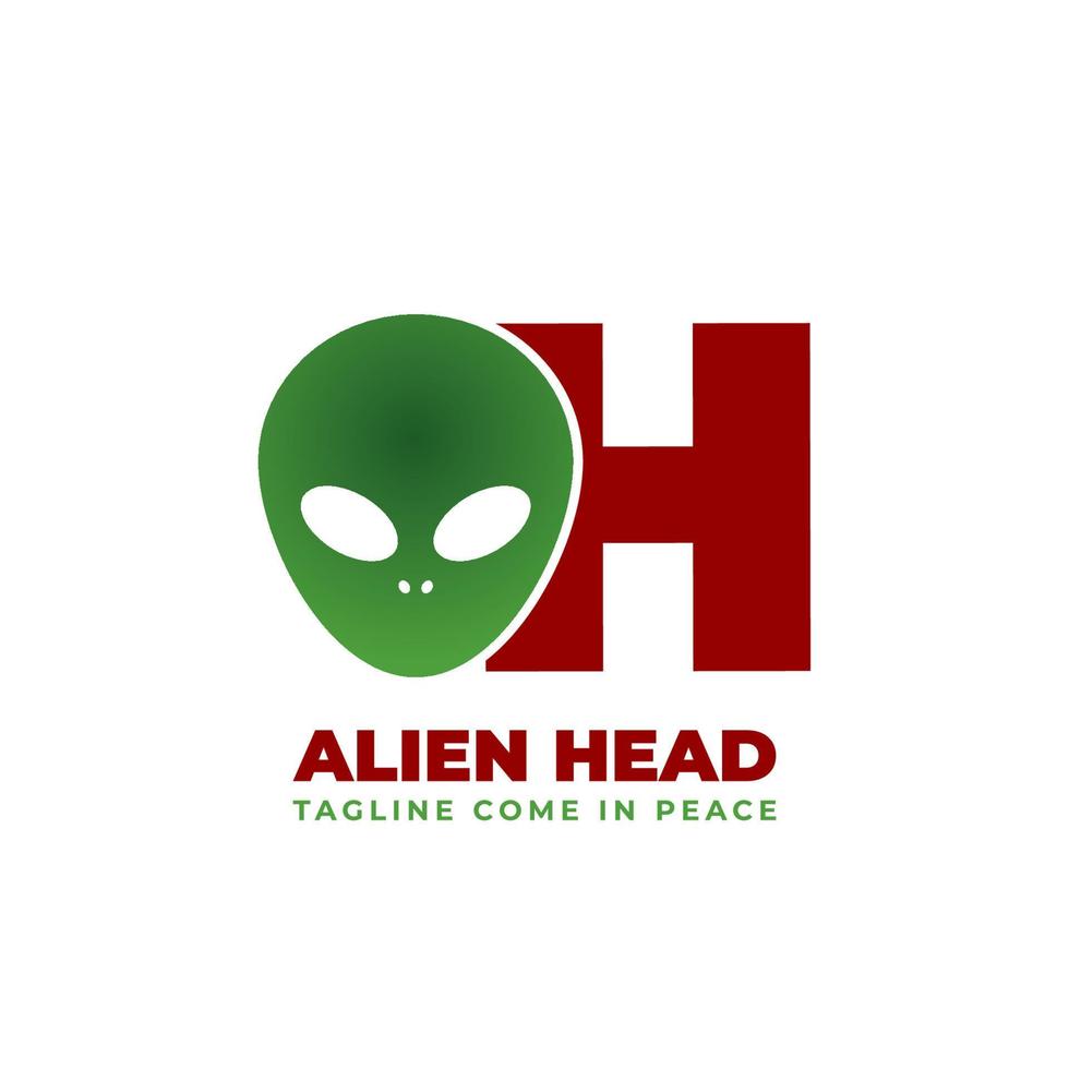 letter H alien head vector logo design