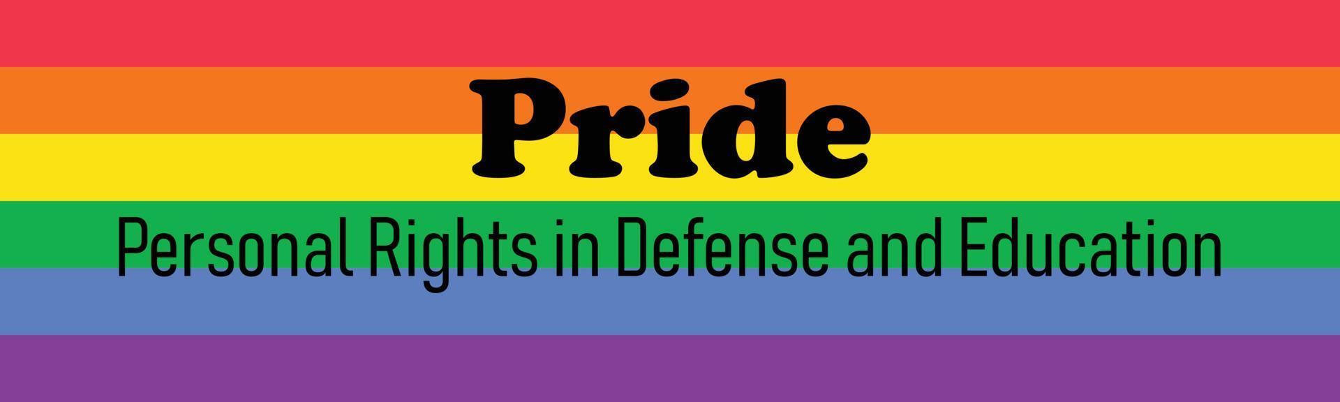 siglas de orgullo - derechos personales en defensa y educación. organización política homosexual. colorida bandera del arco iris. ilustración vectorial vector