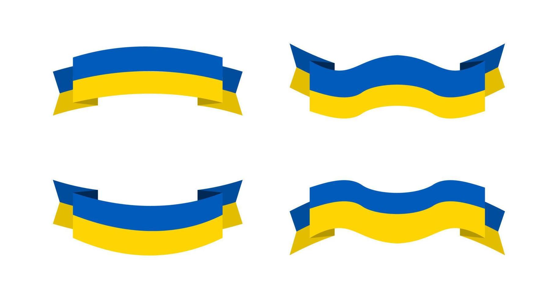 ilustración de una bandera de ucrania con un estilo de cinta. conjunto de vectores de bandera de ucrania.