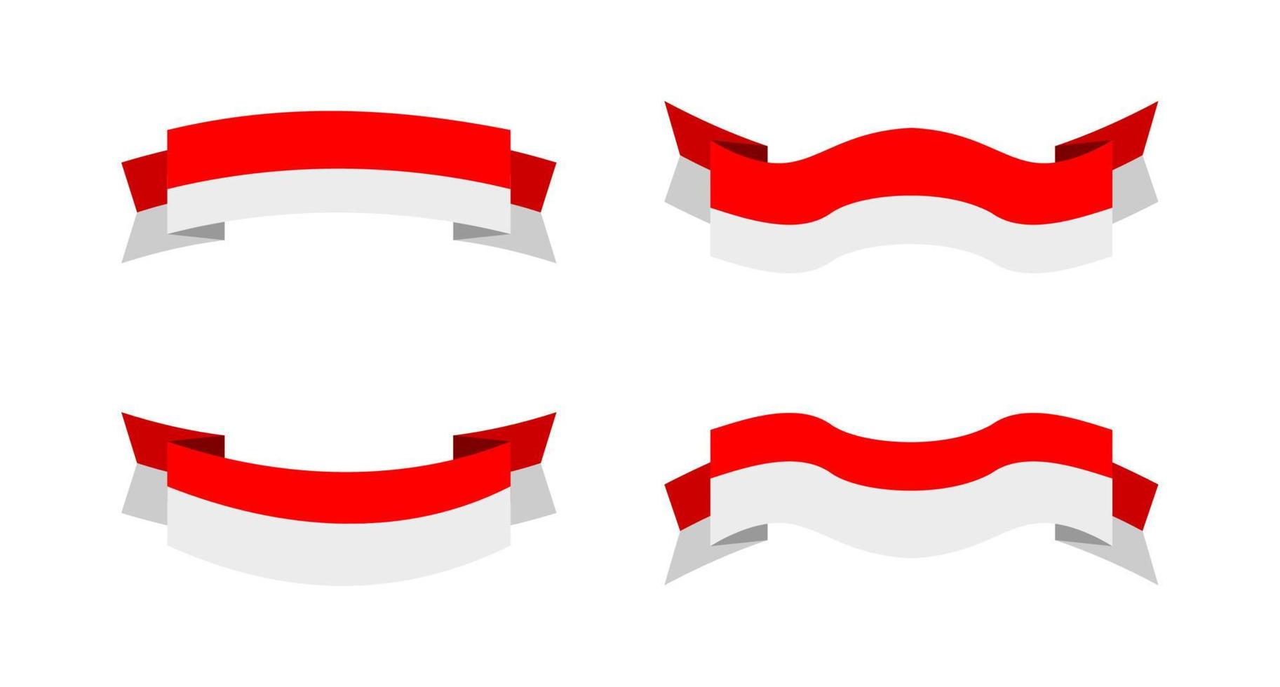 ilustración de una bandera de indonesia con un estilo de cinta. conjunto de vectores de bandera de indonesia.
