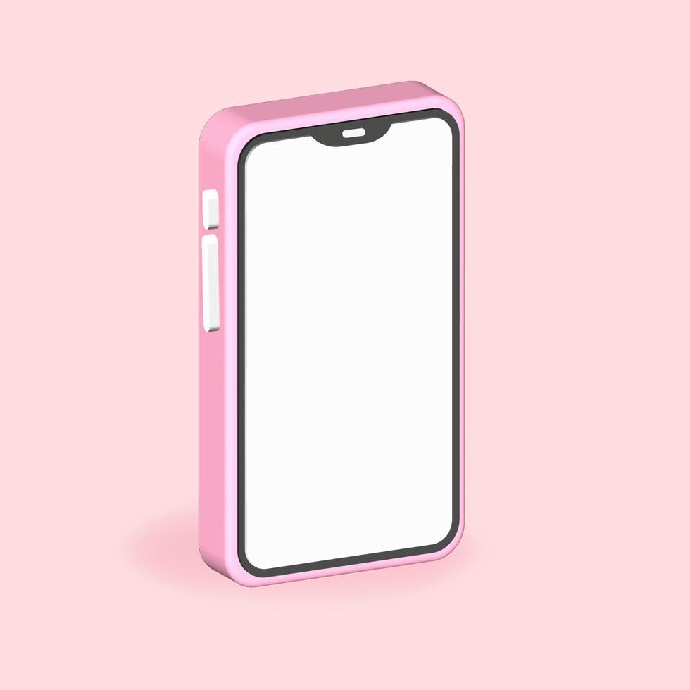 Smartphone 3d render, Blank screen mobile smartphone mockup, vector illustration