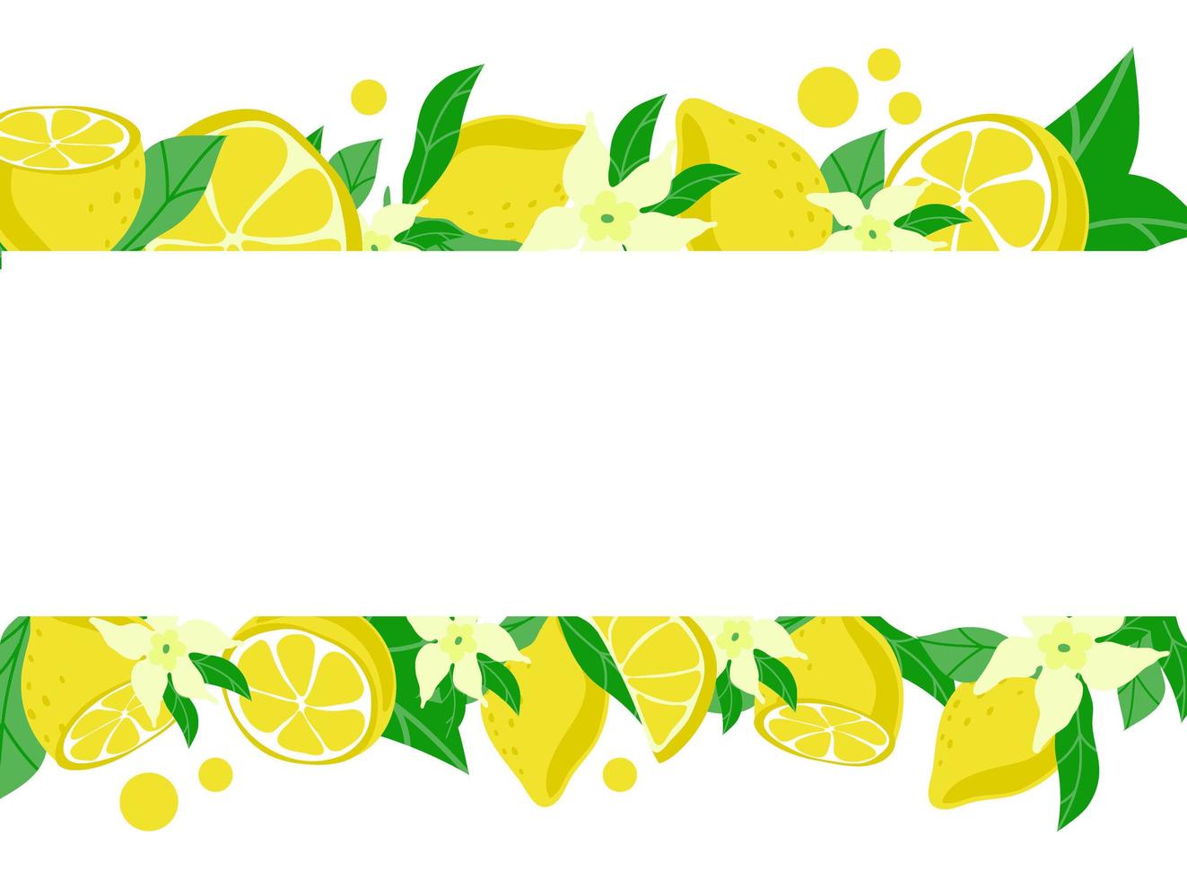 Holiday wreath decorated with ripe yellow lemons and green ribbon bow isolated on white background. Sample of poster, party invitation, festive banner, card. Vector cartoon close-up illustration.