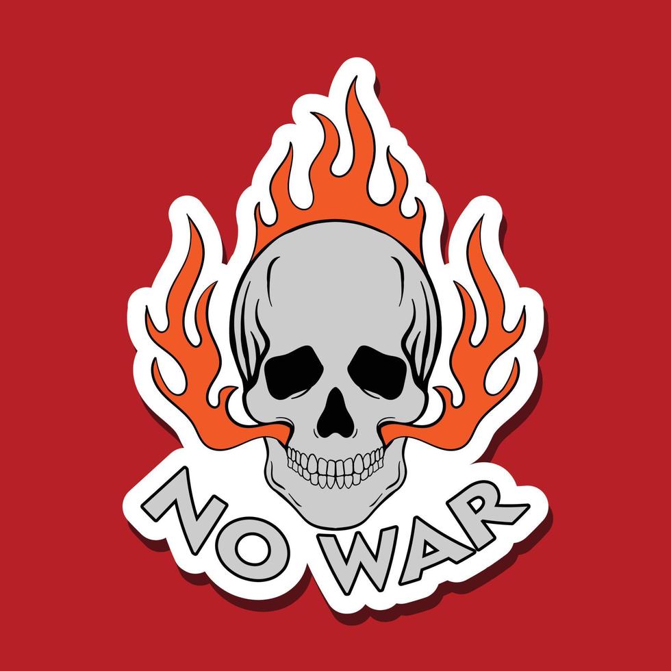 no war and skull fire doodle illustration for stickers banner print etc vector