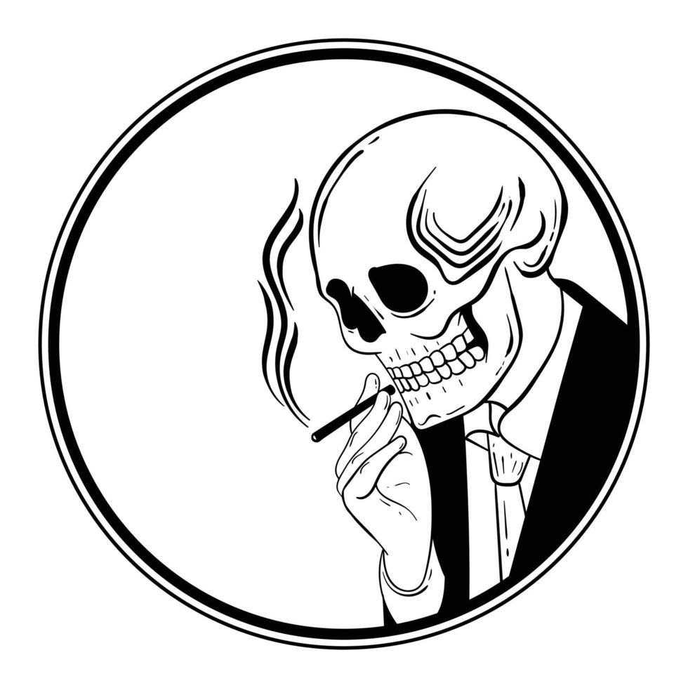 hand drawn skull doodle illustration for stickers tshirt design poster etc vector