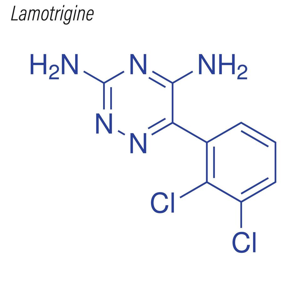 Vector Skeletal formula of Lamotrigine.