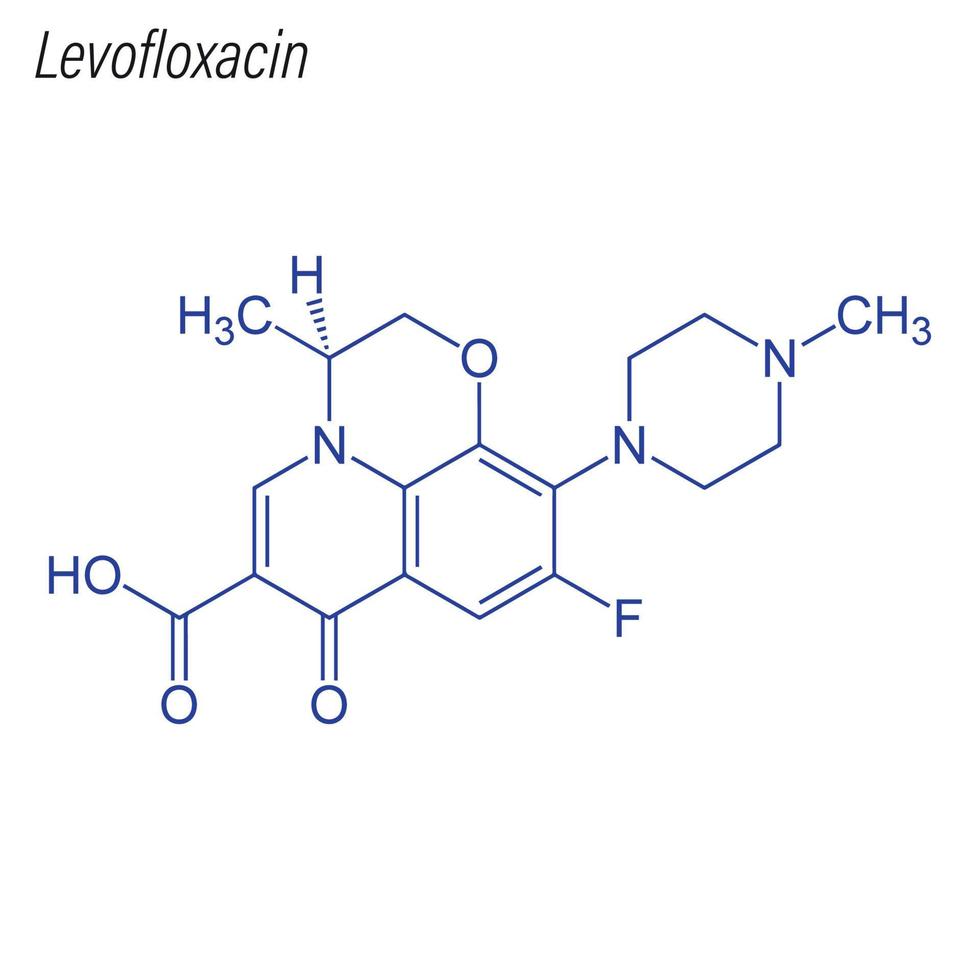 Vector Skeletal formula of Levofloxacin.