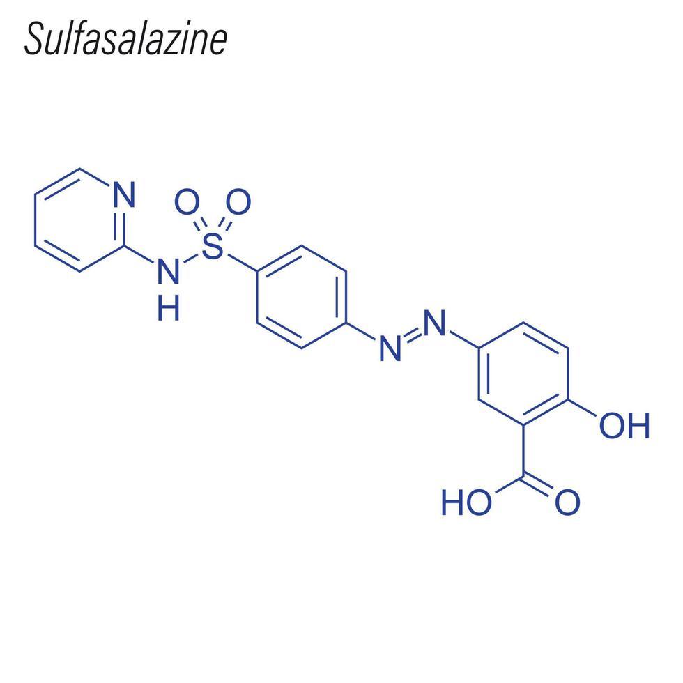 Vector Skeletal formula of Sulfasalazine.