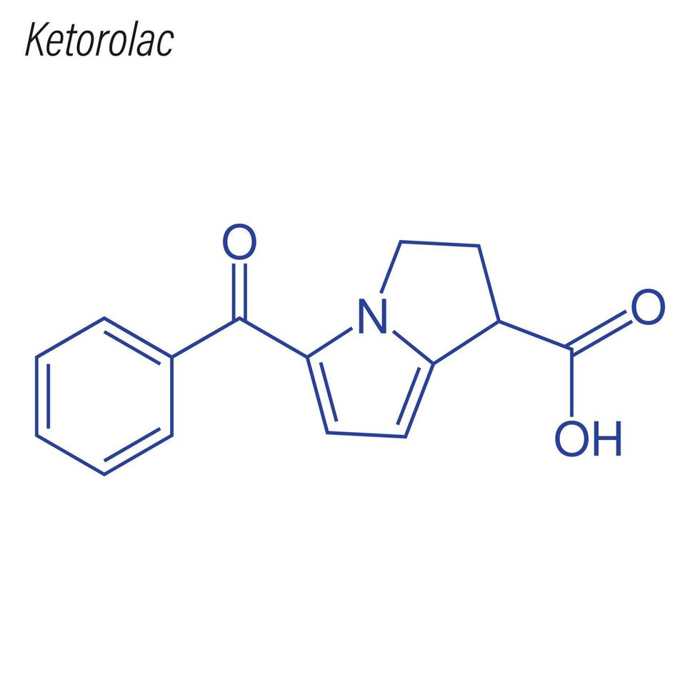 Vector Skeletal formula of Ketorolac.