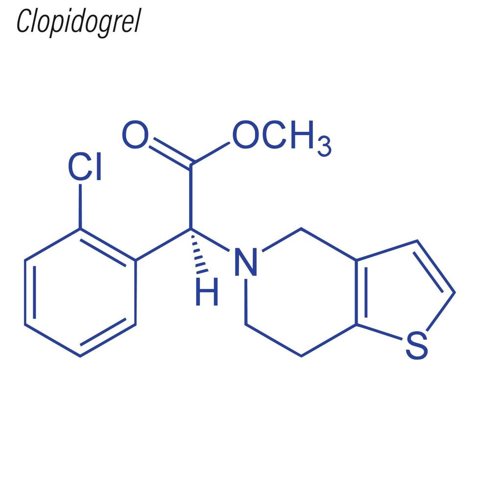 Vector Skeletal formula of Clopidogrel.