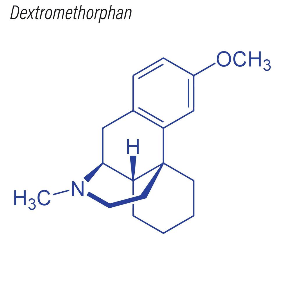 Vector Skeletal formula of Dextromethorphan.
