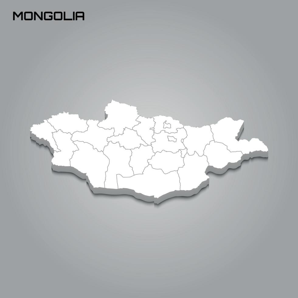3d map with borders of regions vector