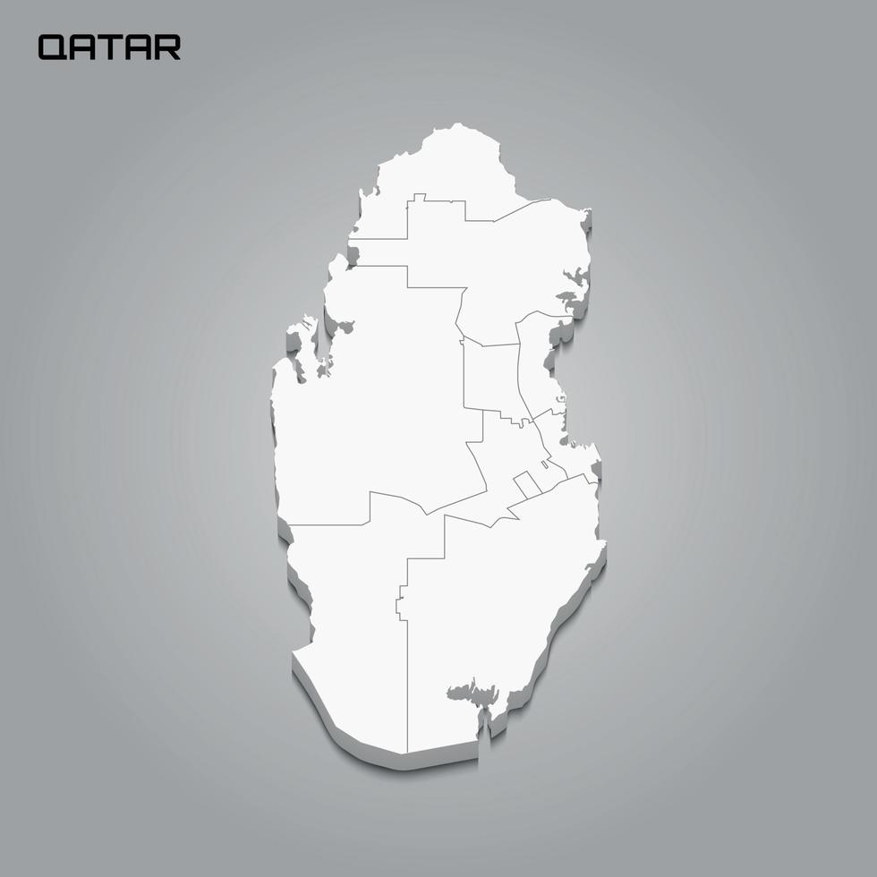 3d map with borders of regions vector