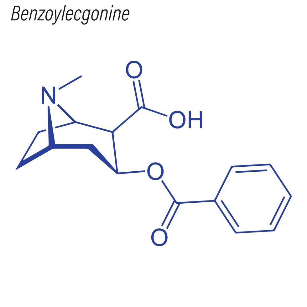 Vector Skeletal formula of Benzoylecgonine.