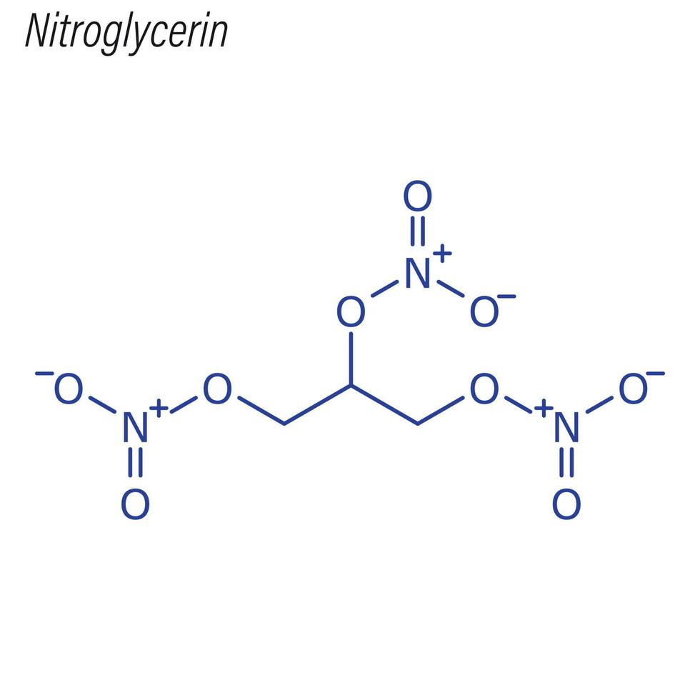 Vector Skeletal formula of Nitroglycerin.