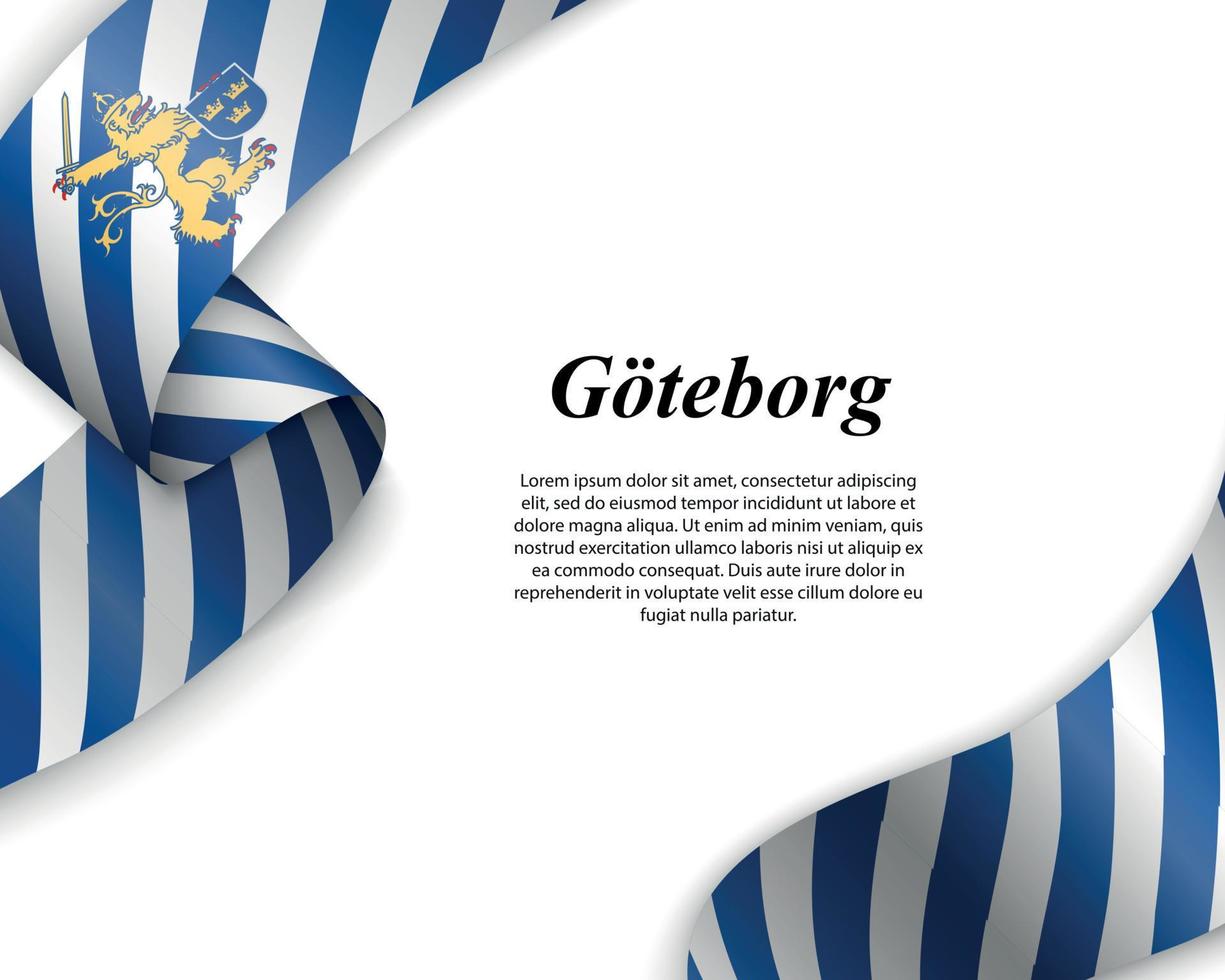 Waving ribbon with flag of City vector