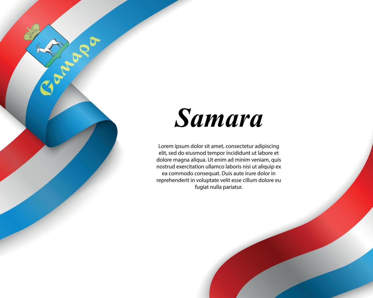 Waving ribbon with flag of City vector