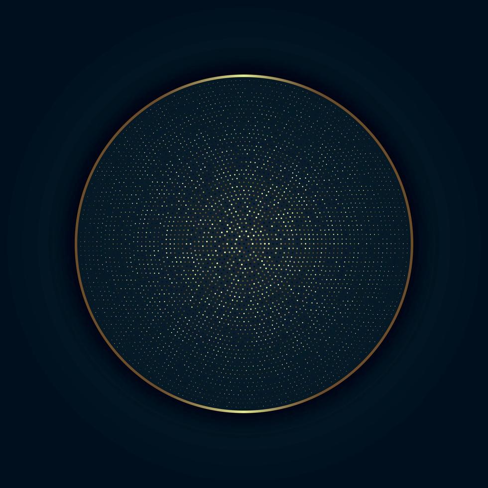Gold shiny circle frame with halftone ornament vector