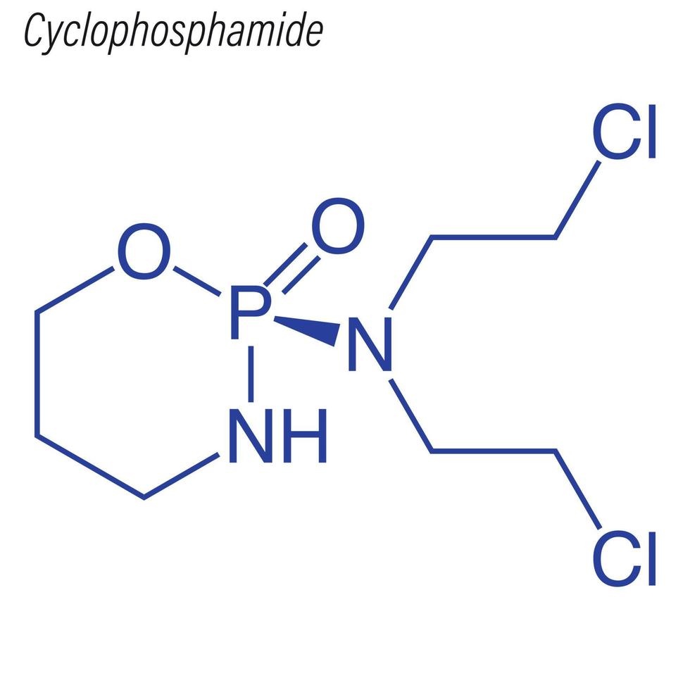 Vector Skeletal formula of Cyclophosphamide.