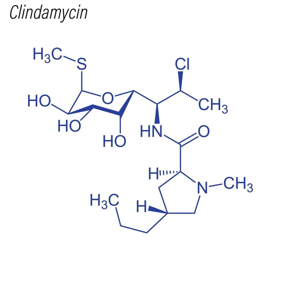 Vector Skeletal formula of Clindamycin.