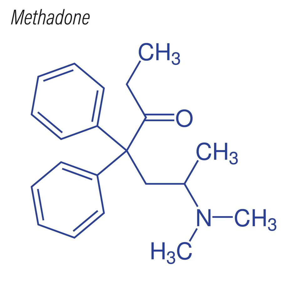 Vector Skeletal formula of Methadone.