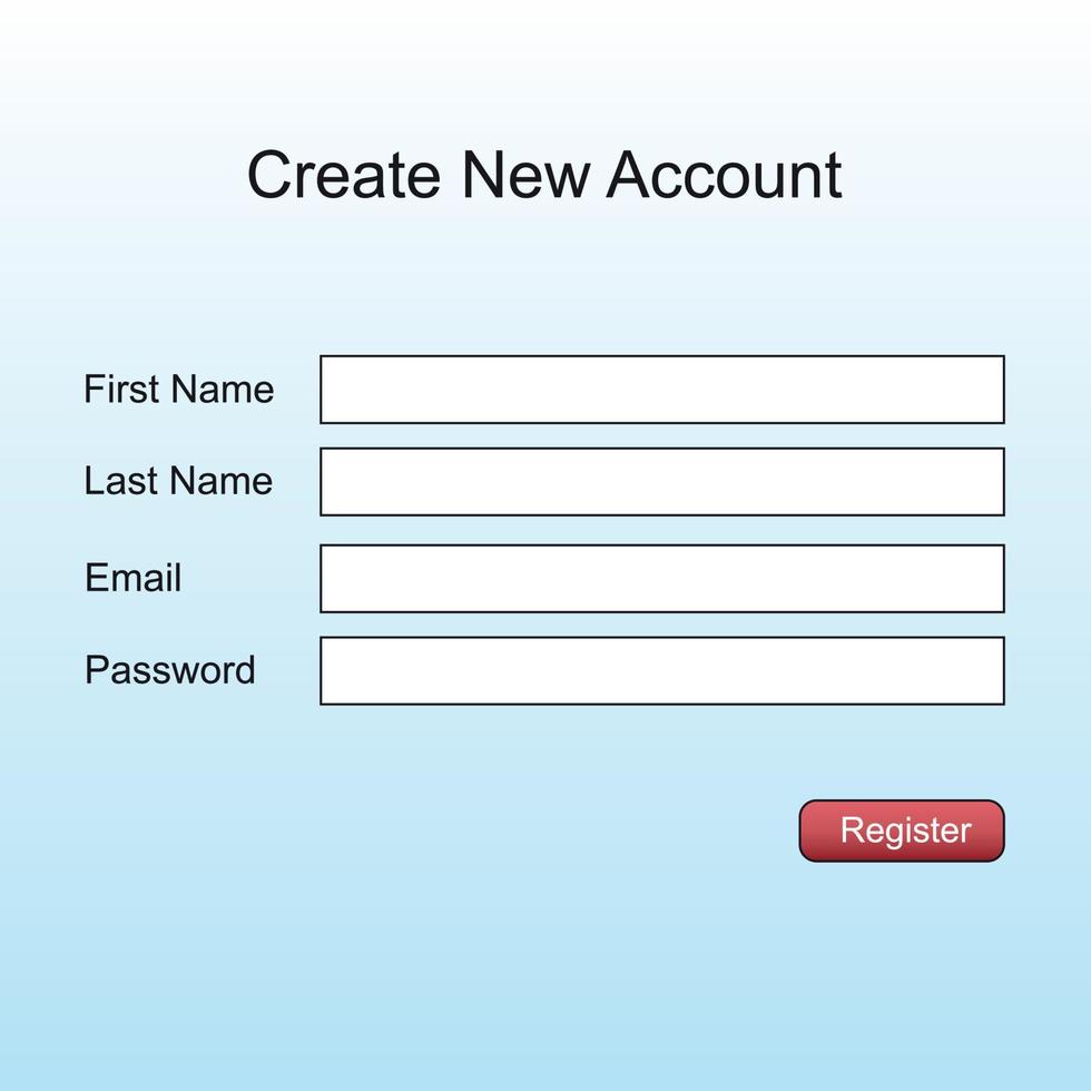 Registr form page blanc interface template for website vector