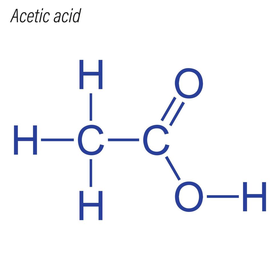 fórmula esquelética vectorial de ácido acético. vector