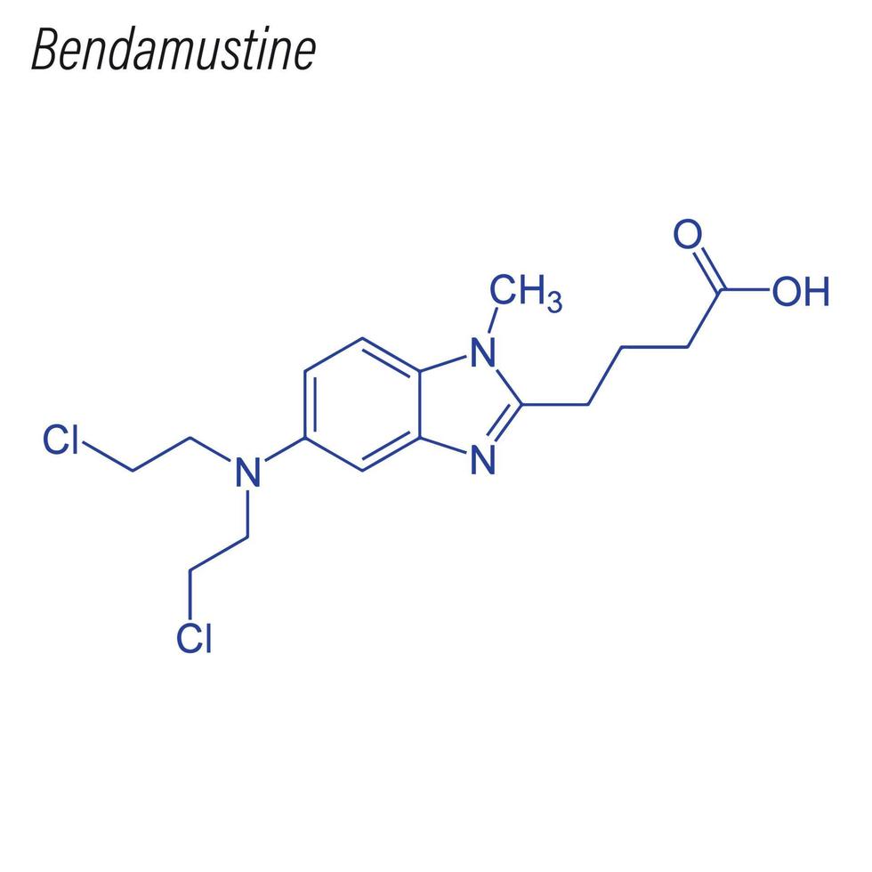Vector Skeletal formula of Bendamustine.