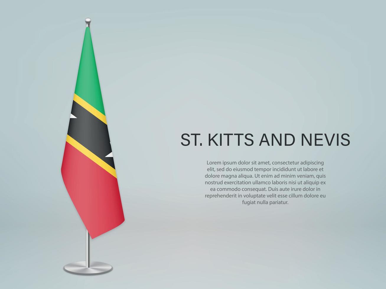 St. Kitts and Nevis hanging flag on stand. vector